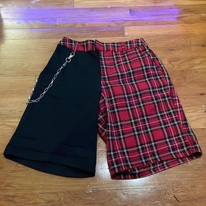 Half Plad Half Black Shorts